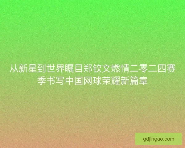 从新星到世界瞩目郑钦文燃情二零二四赛季书写中国网球荣耀新篇章